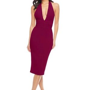 Dress the Population Backless Dress in Dark Magenta